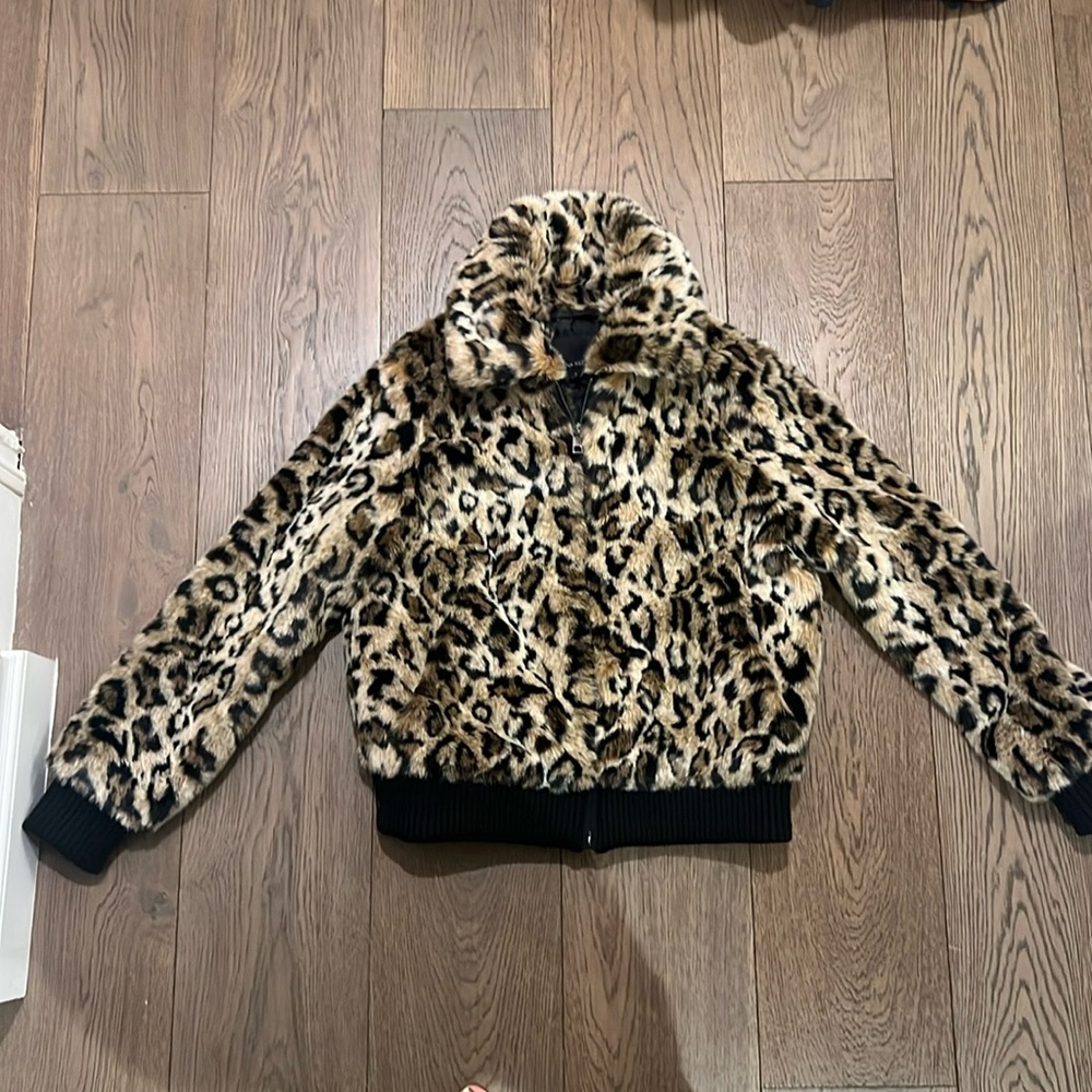 Banana Republic faux fur jacket leopard SMALL